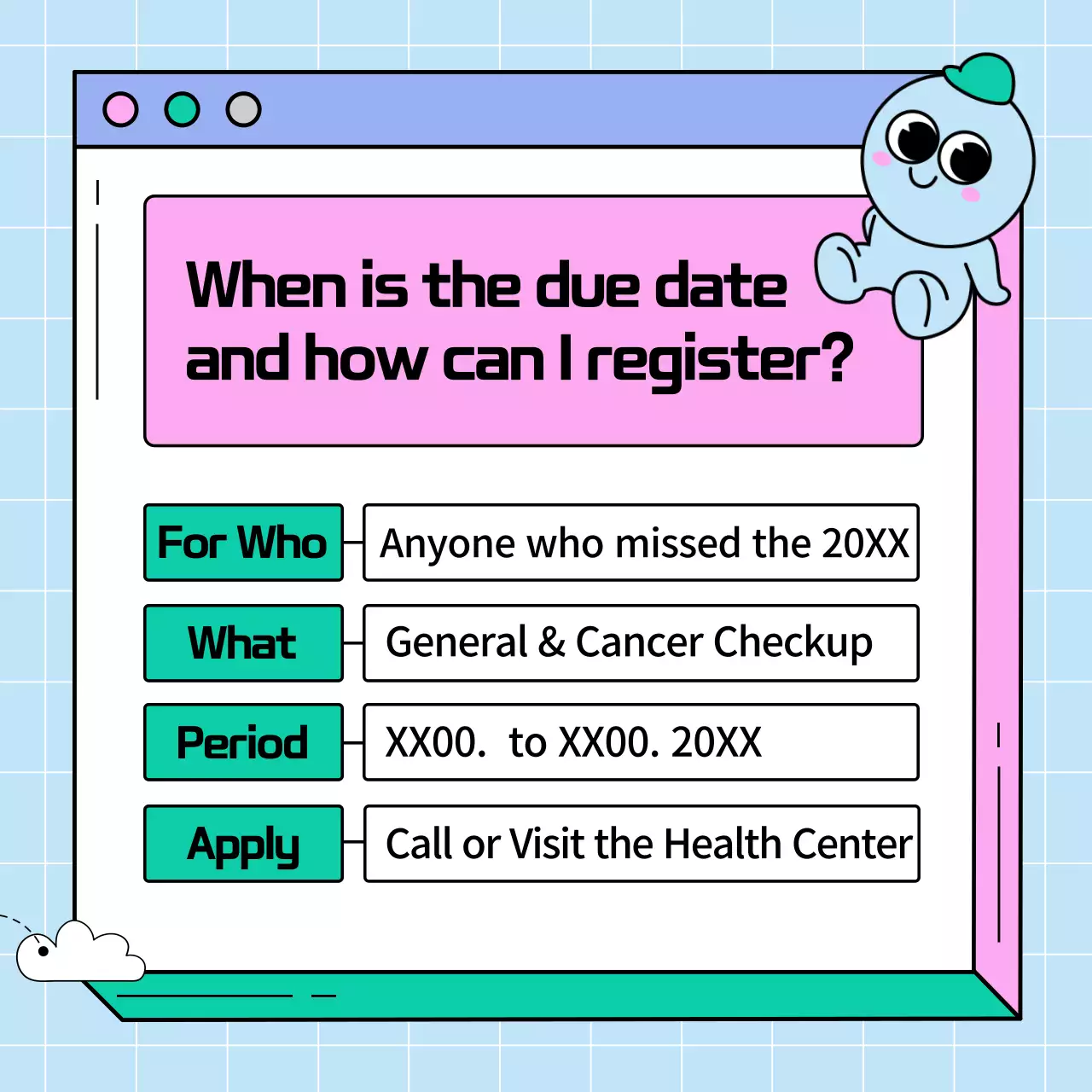 Pink and green web page health checkup extension notice