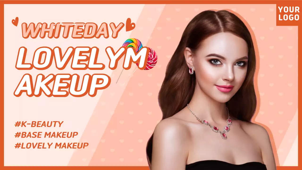 YouTube thumbnail of a lovely white day makeup in orange color