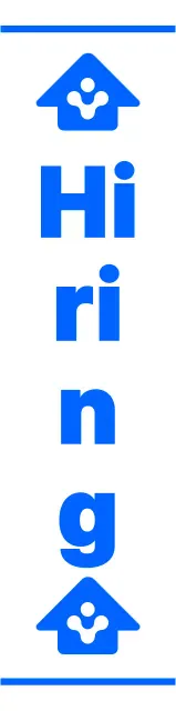 Gaya tata letak biru dan putih yang sederhana dengan ikon panah dan frasa teks modern