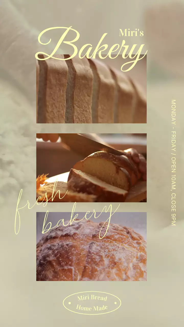 옐로우 아이보리 테마 감성적인 컨셉의 베이커리 카페 홍보