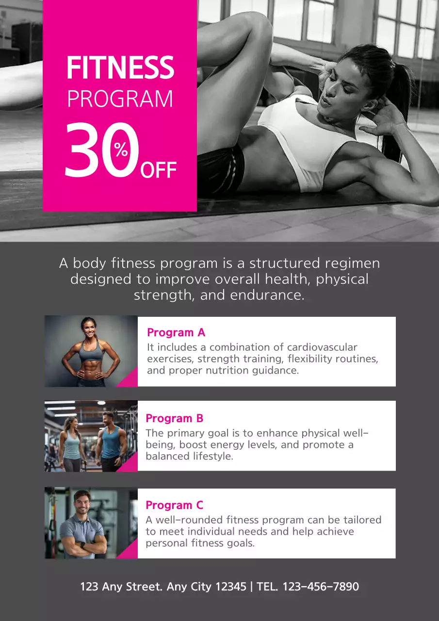 Pink Modern Fitness Promotion Poster