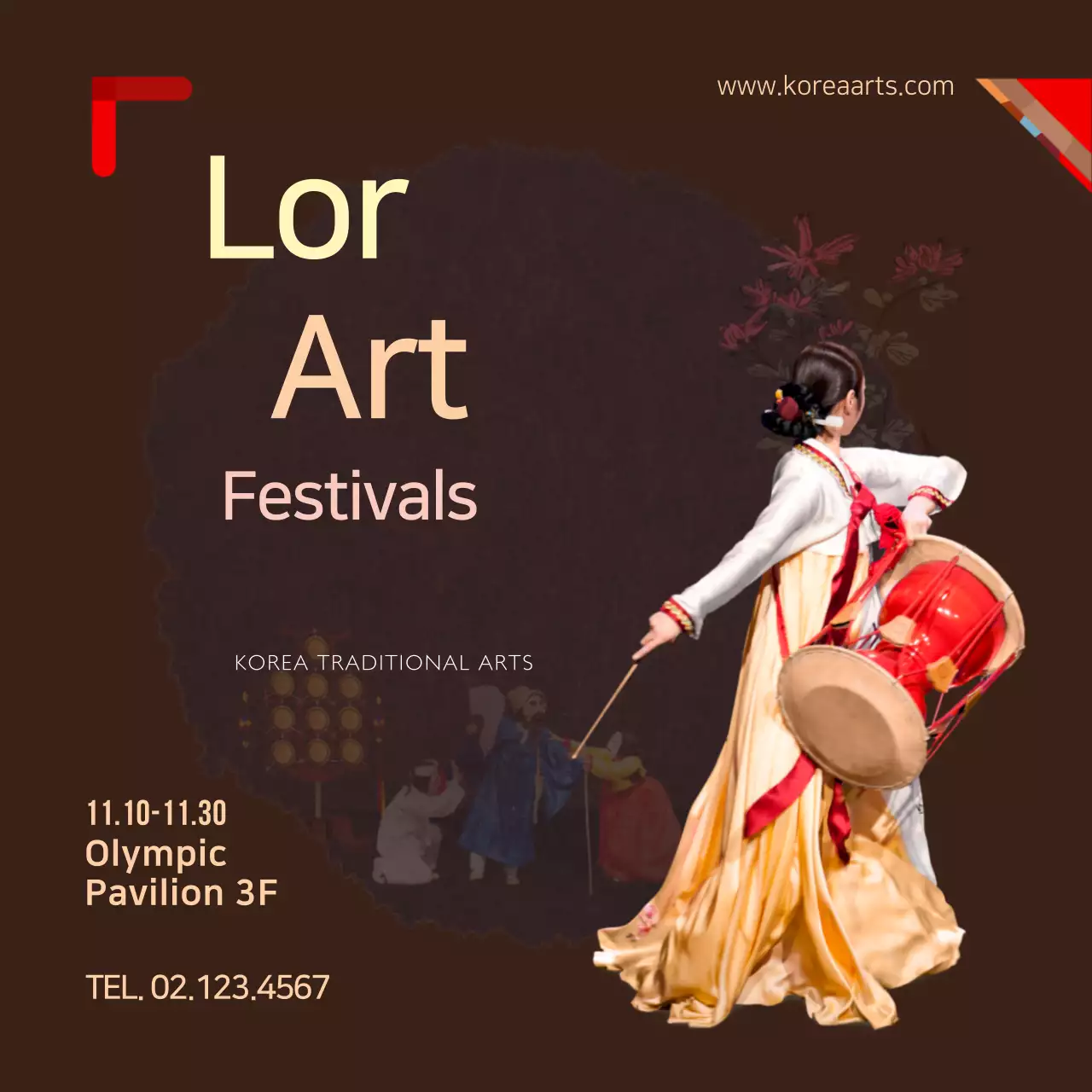 Banner de anúncio de festivais tradicionais marrons