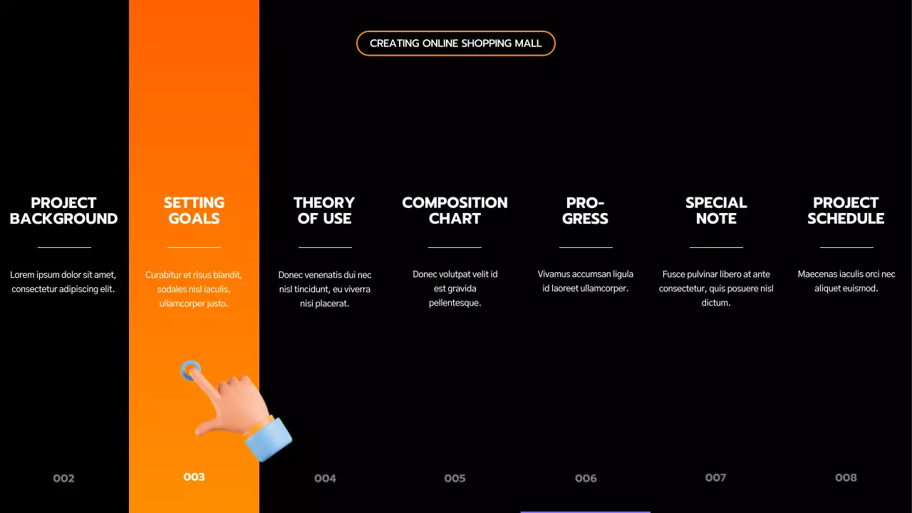 Present a black and orange, engineering-inspired, simple project brief