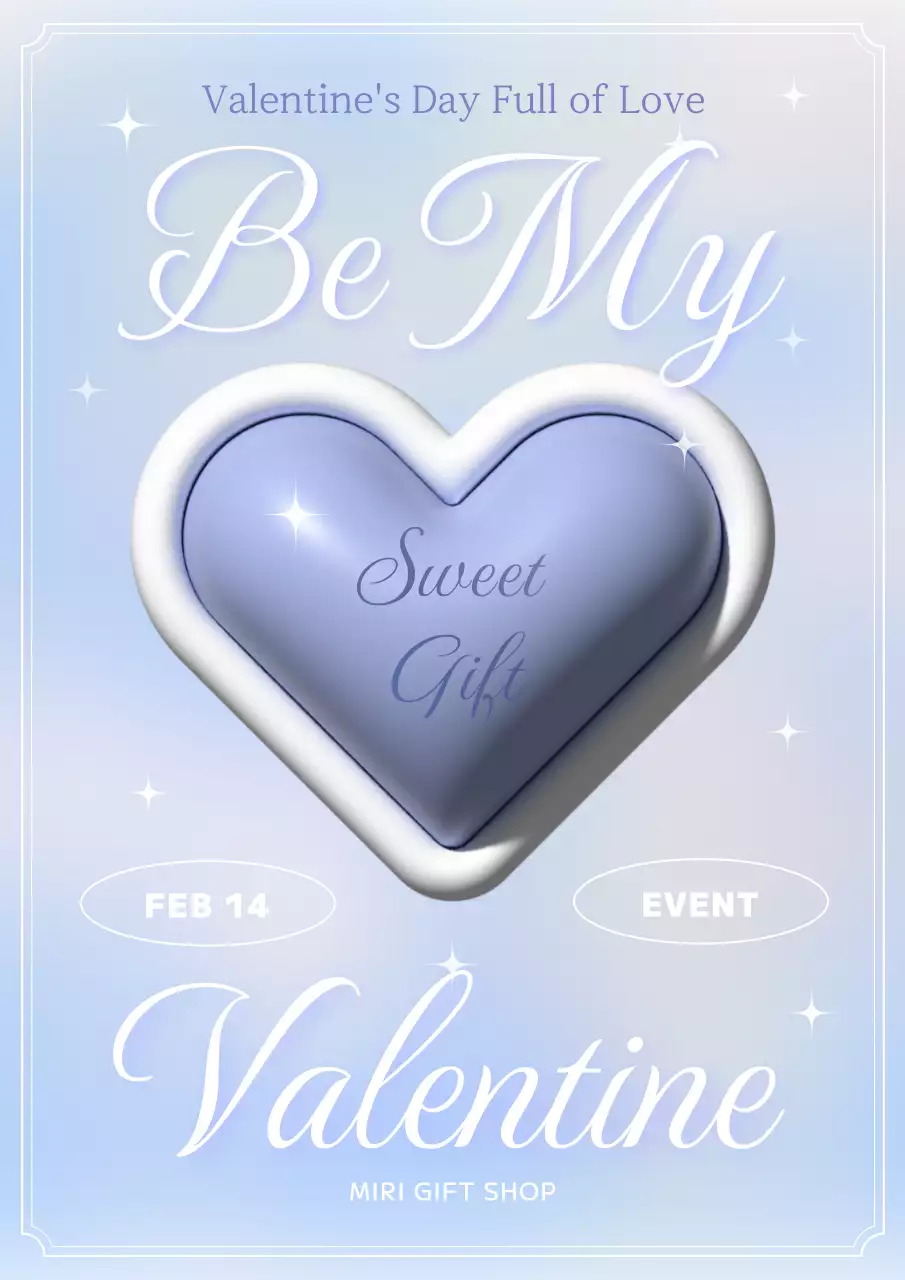 하늘색 하트 그라데이션 배경의 화이트데이 이벤트 홍보