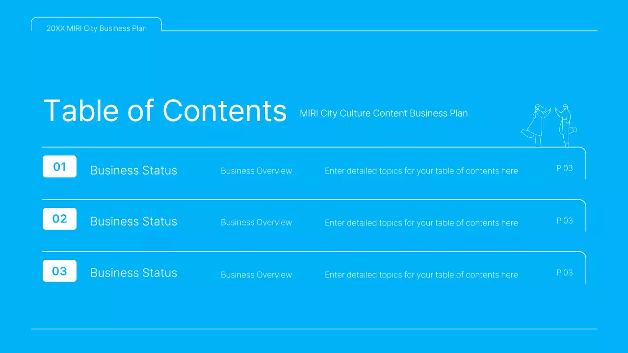 A clean blue and white cultural content business plan presentation