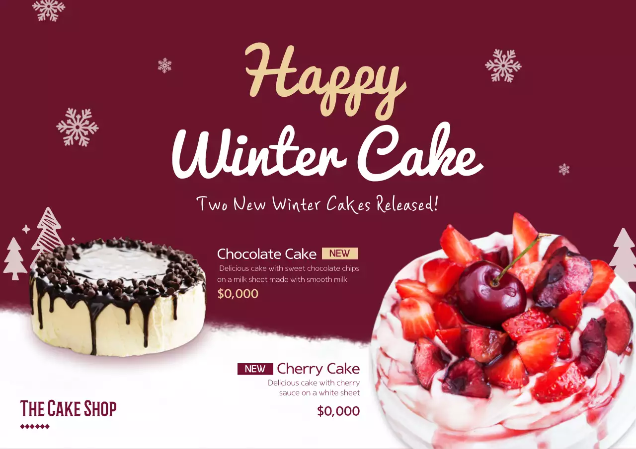 Maroon Traditional Cake Promotion Poster