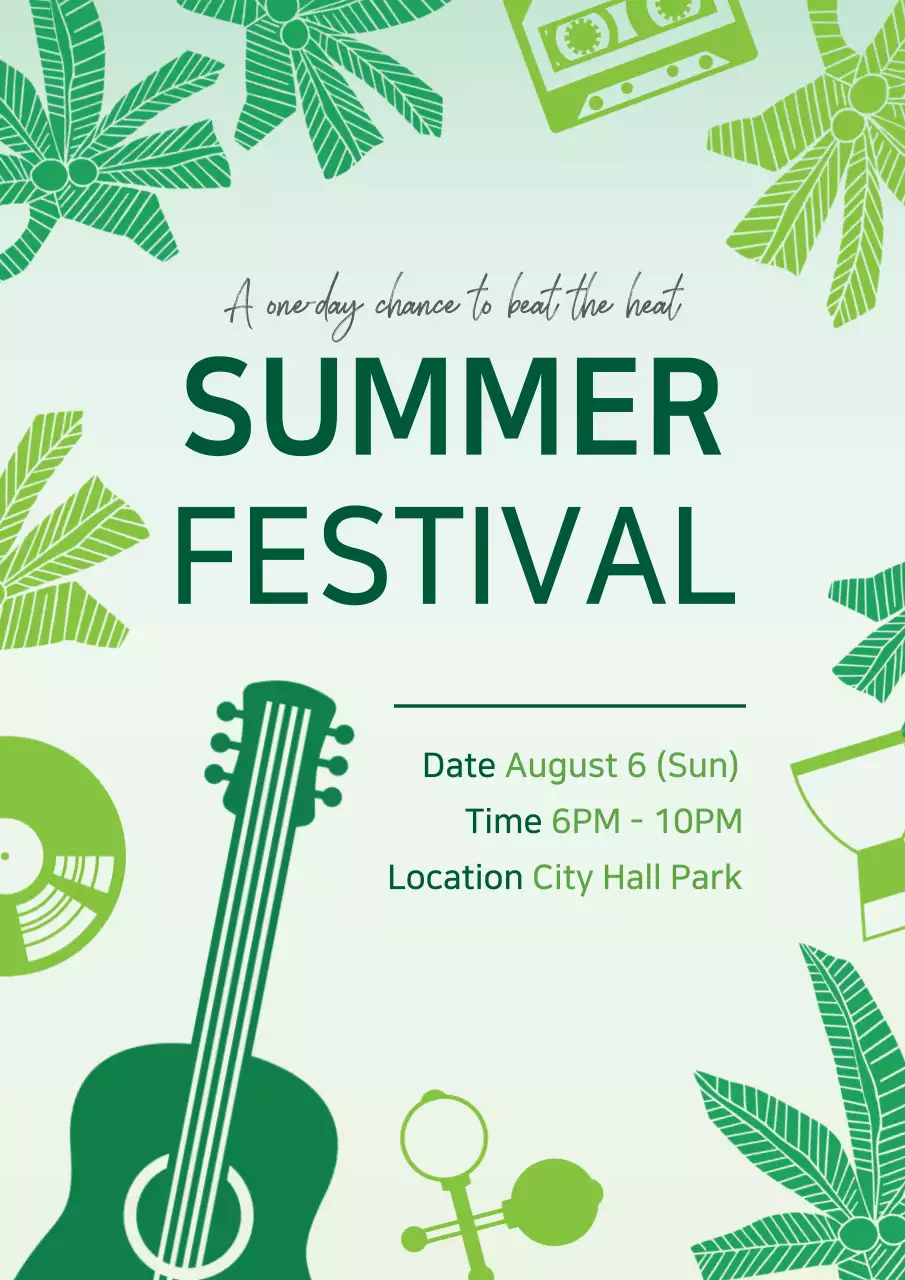 Green Tropical Festival Announcement Poster