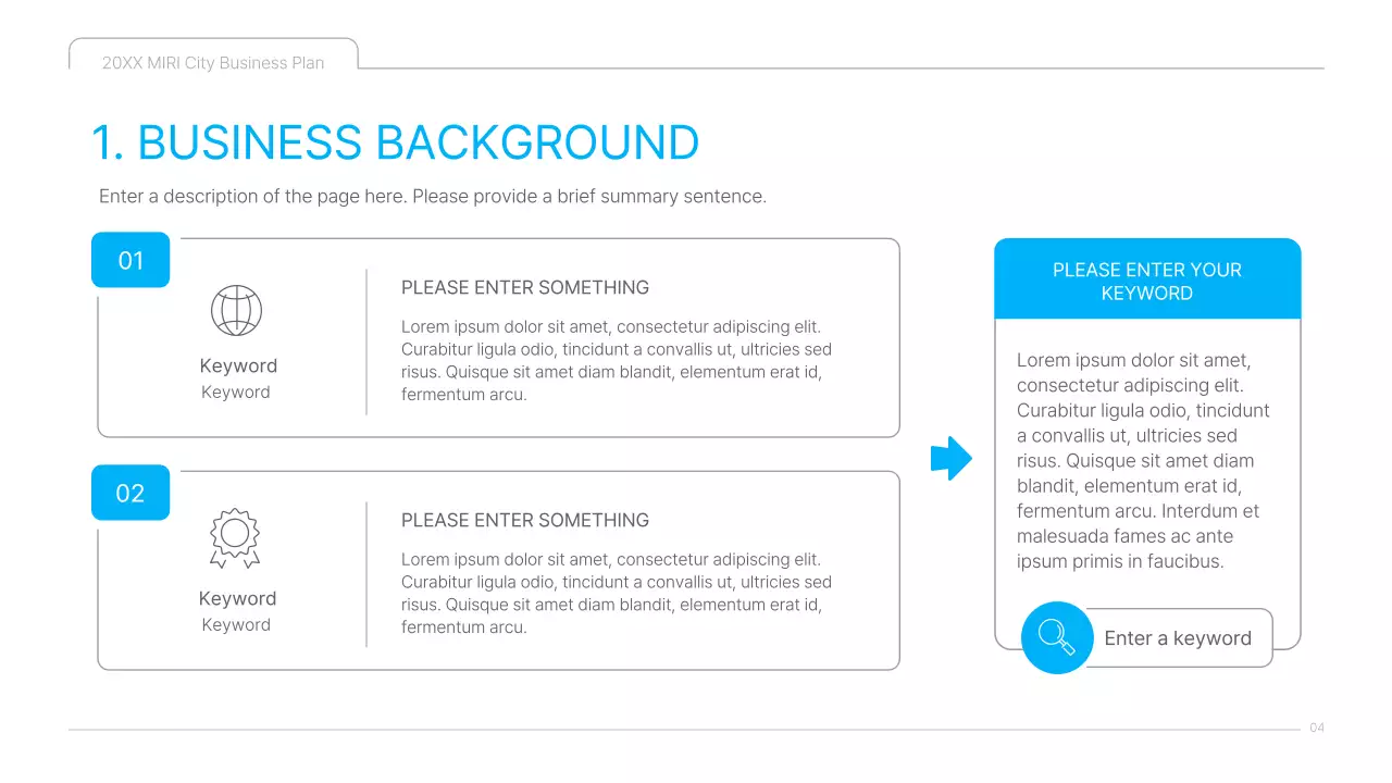 A clean blue and white cultural content business plan presentation
