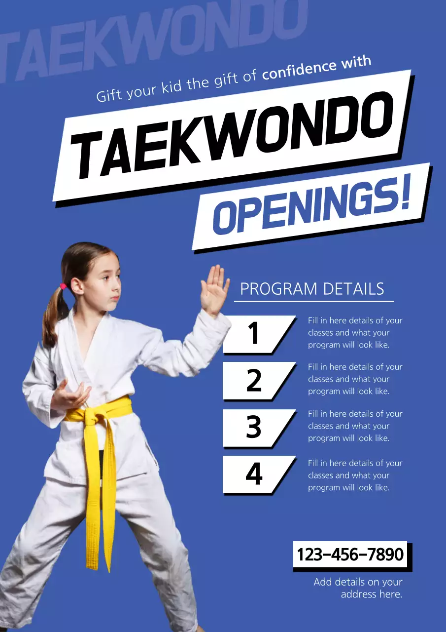 Blue Modern Taekwondo Promotion Poster