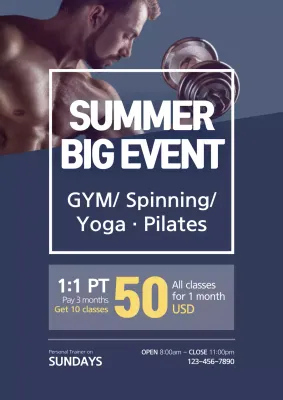 Navy Modern Fitness Promotion Poster