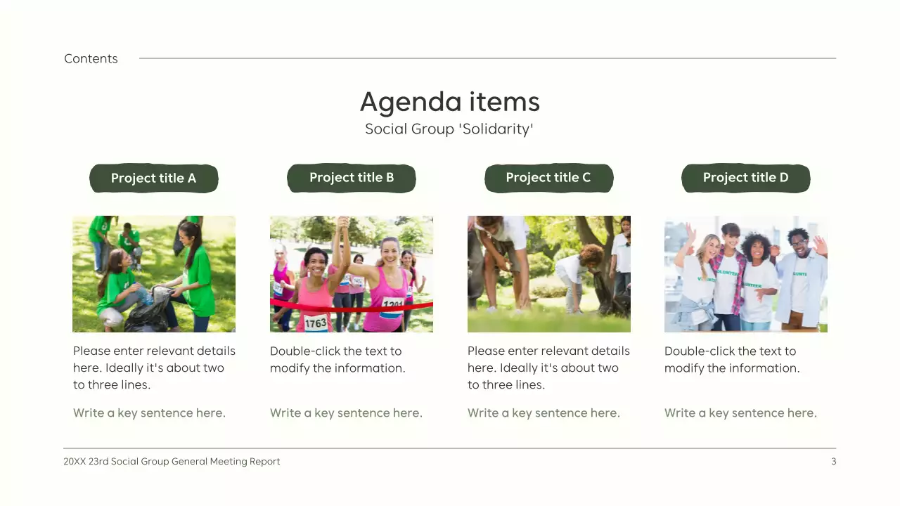 Clean AGM report with cute green illustrations