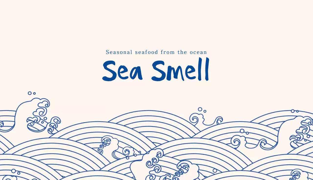 Cartão de visita de promoção de frutos do mar tradicionais azuis