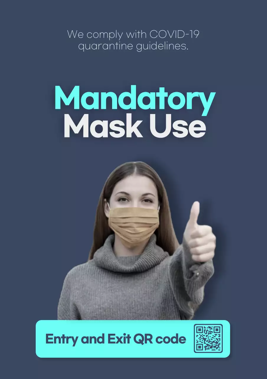 Navy Modern Mask Announcement Poster