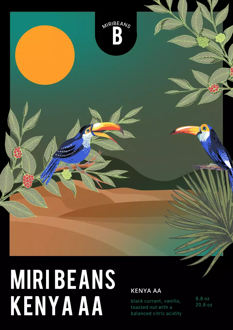 검은색의 자연일러스트 원두패키지