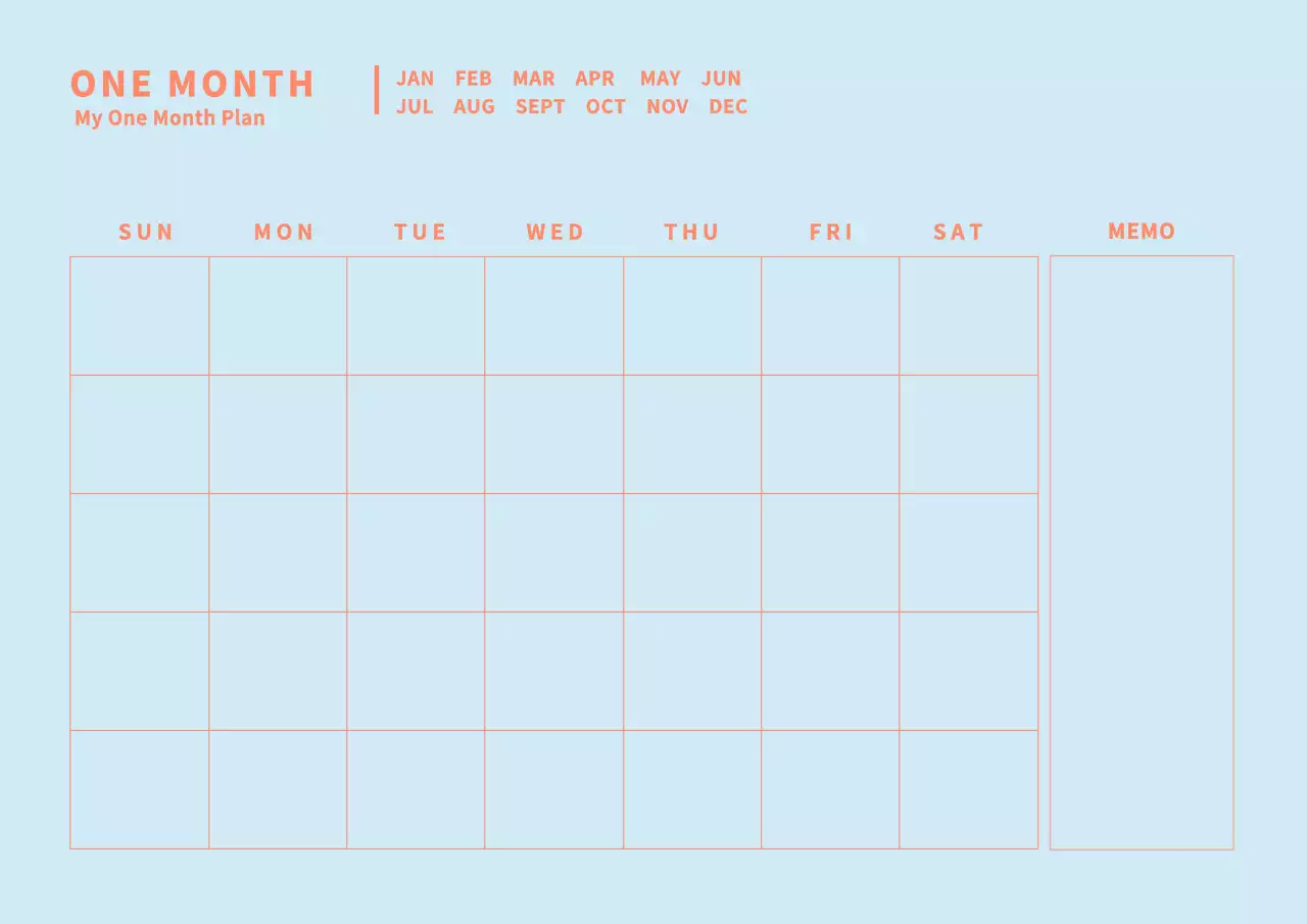 青 シンプル カレンダー 予定表 ポスター