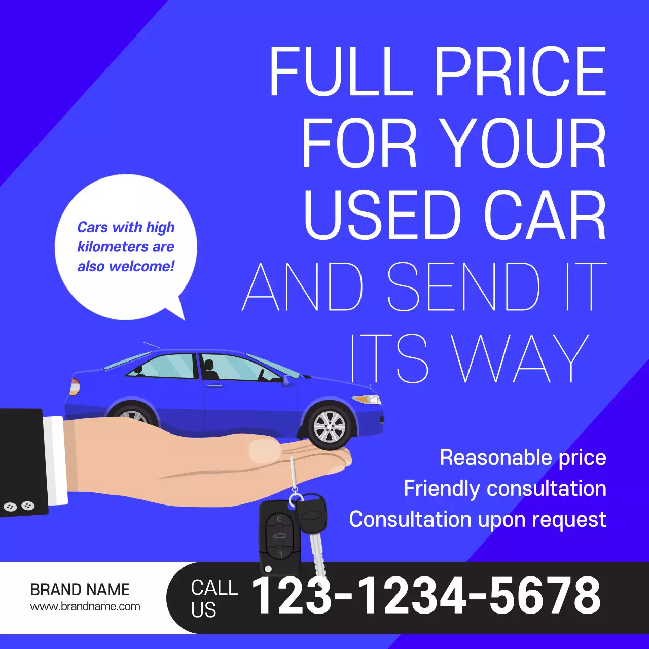 Blue Modern Car Promotion Instagram Post