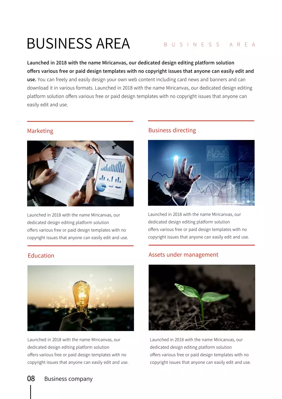 Red and black city building-inspired business profile vertical document template