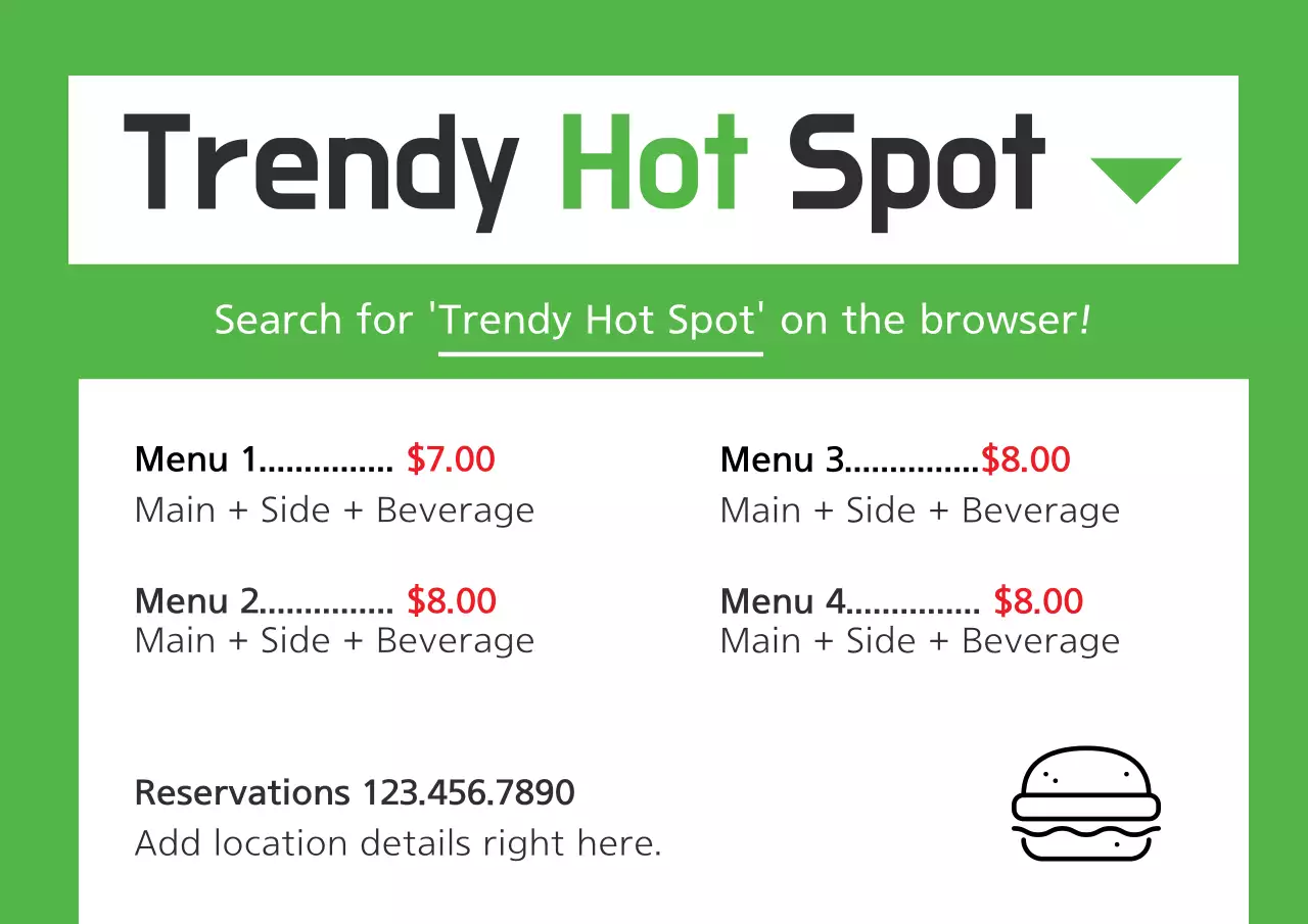 Green Modern Restaurant Menu Poster