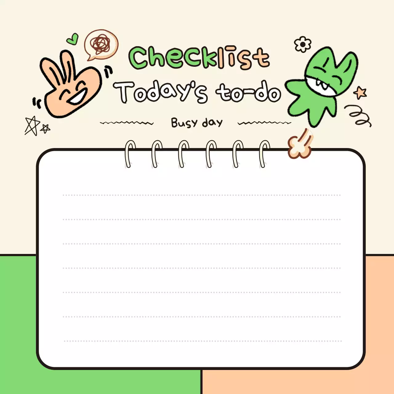 Beige Comic Checklist Planner Social Media Post