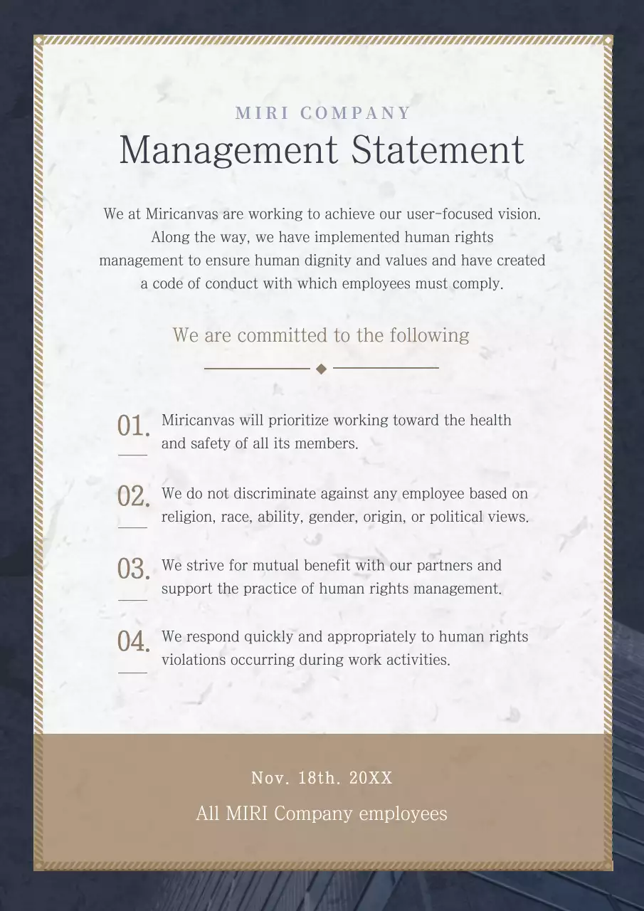 A navy and brown business manifesto