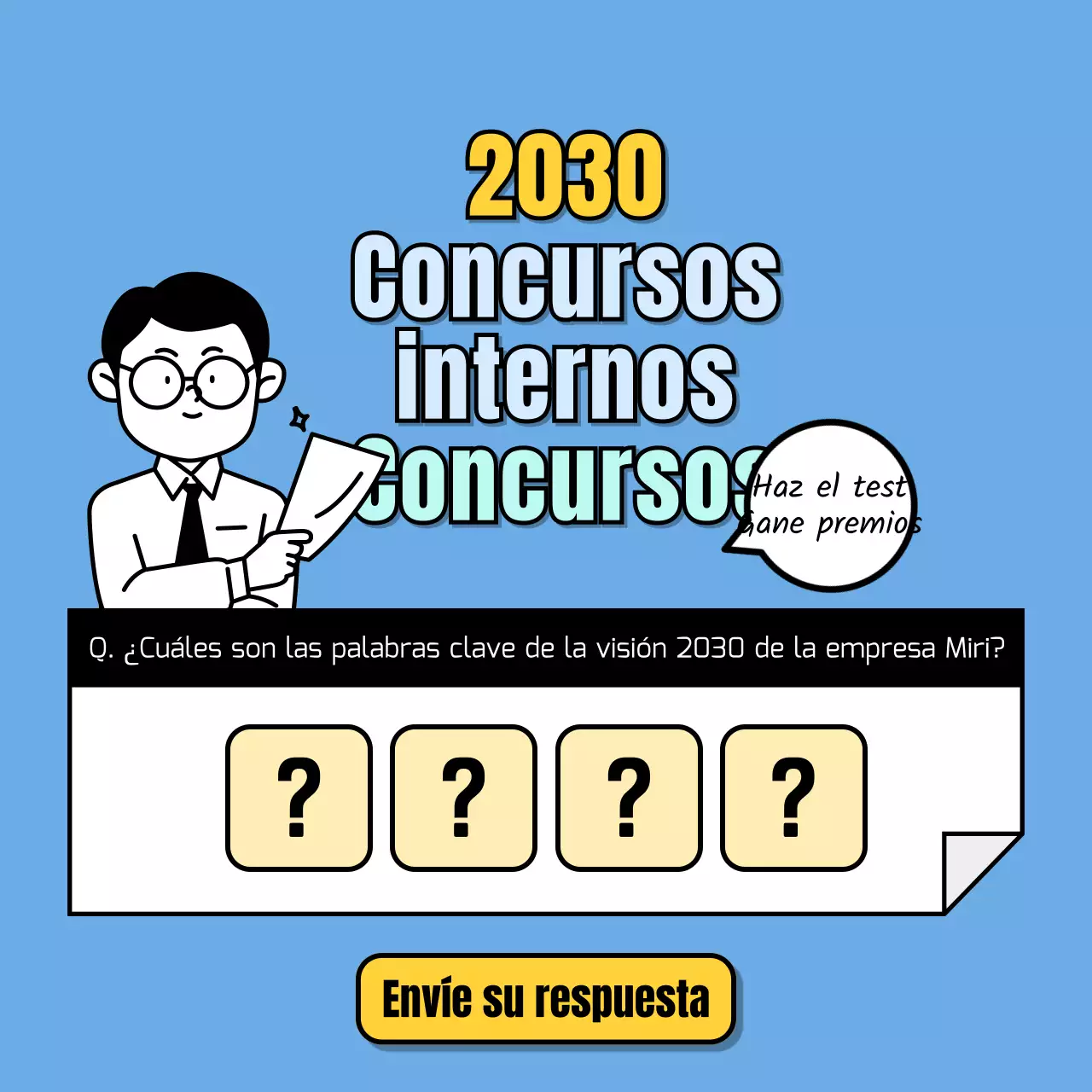 Un fondo monocromo azul para un concurso interno de preguntas y respuestas.