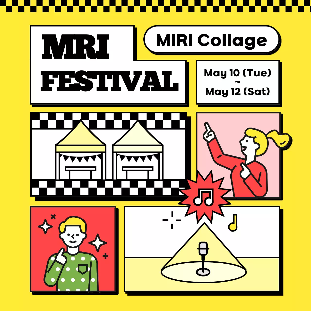 Yellow Retro Festival Announcement Social Media Post