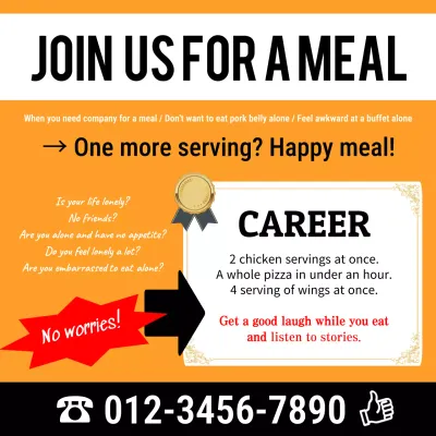 Postagem de mídia social de promoção de refeição da moda laranja