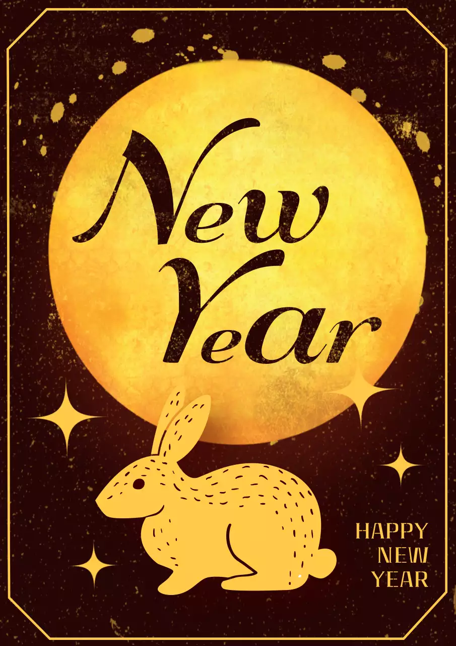 Gold Elegant New Year Invitation Poster