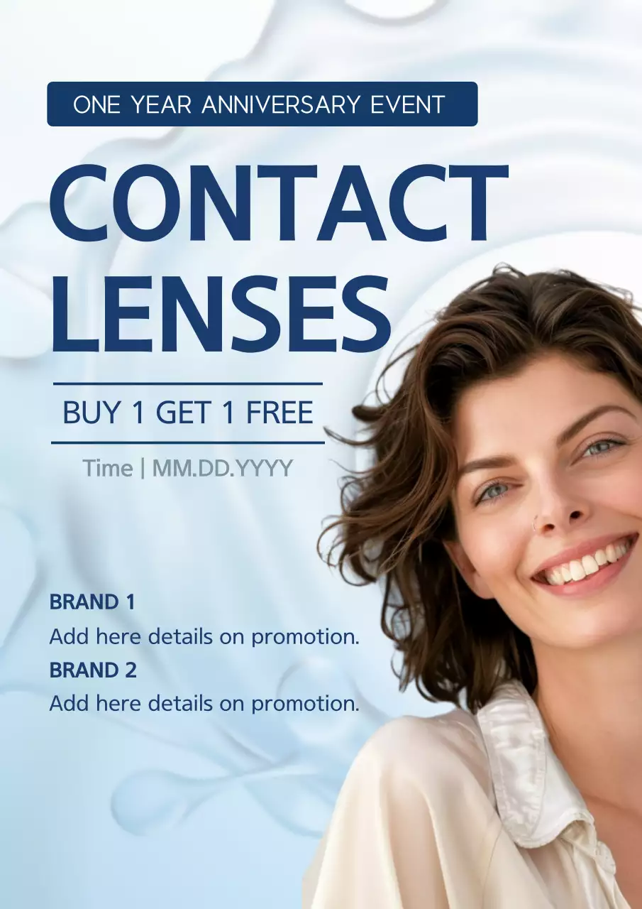 Blue Modern Contact Lenses Promotion Poster