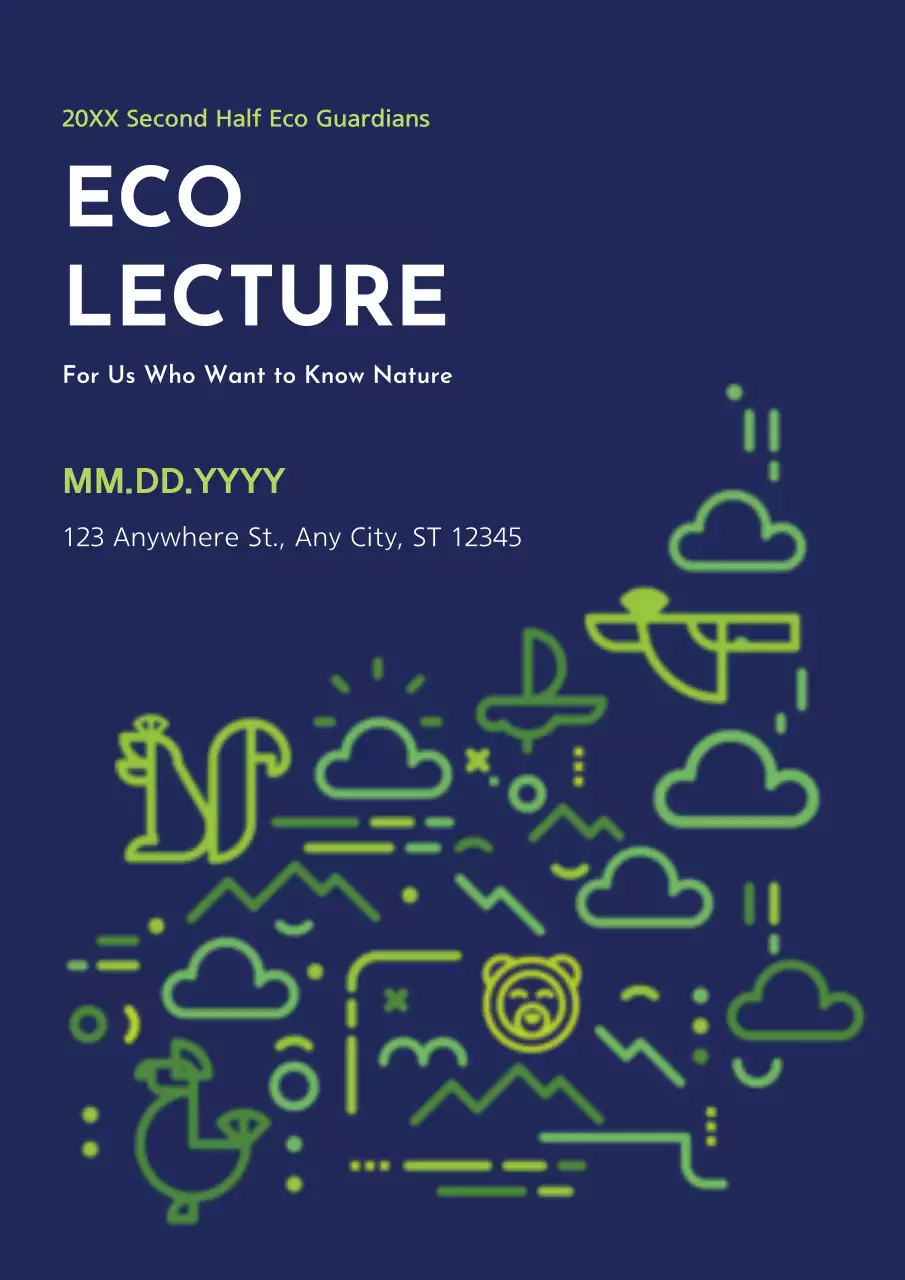 Navy Modern Eco Lecture Invitation Poster