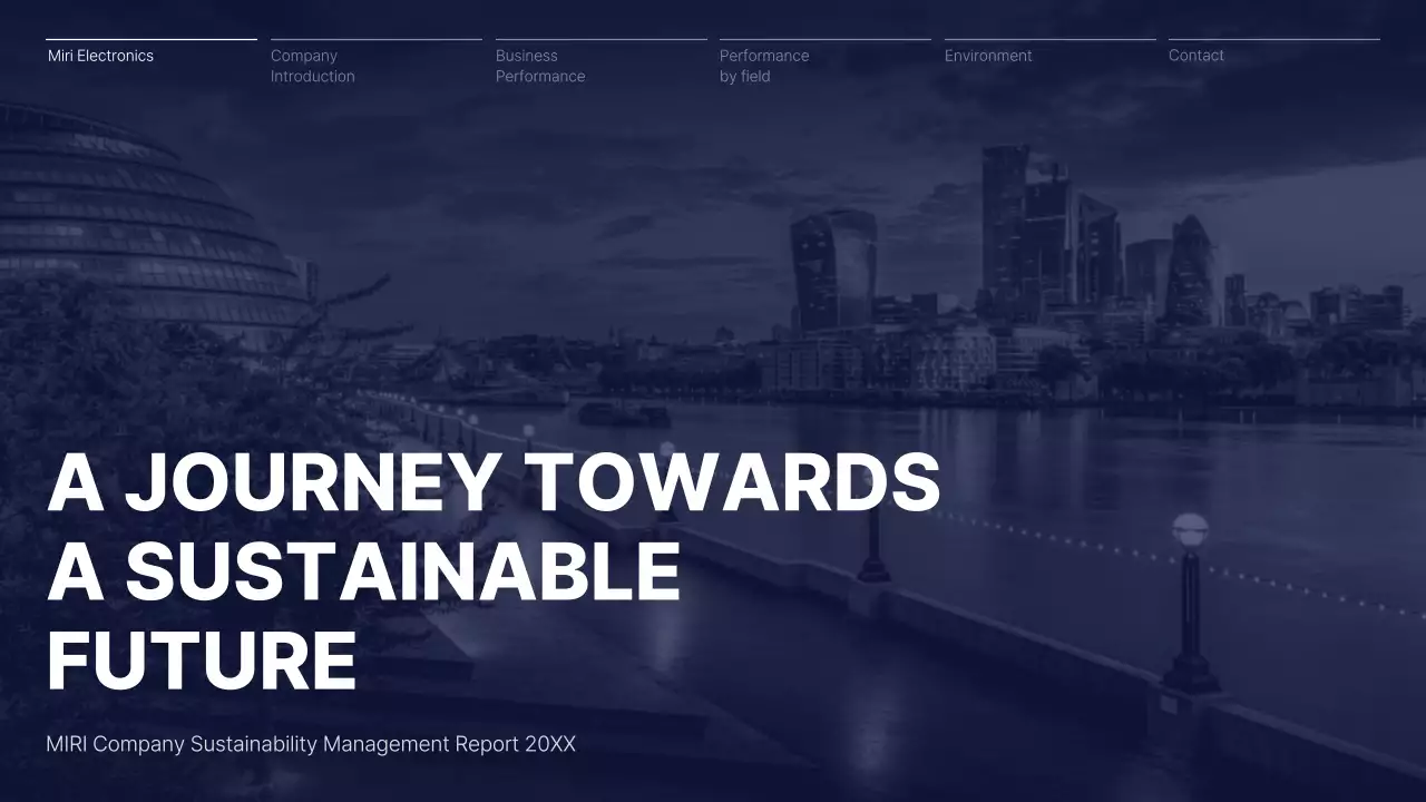 Simple concept in navy blue and white corporate management report