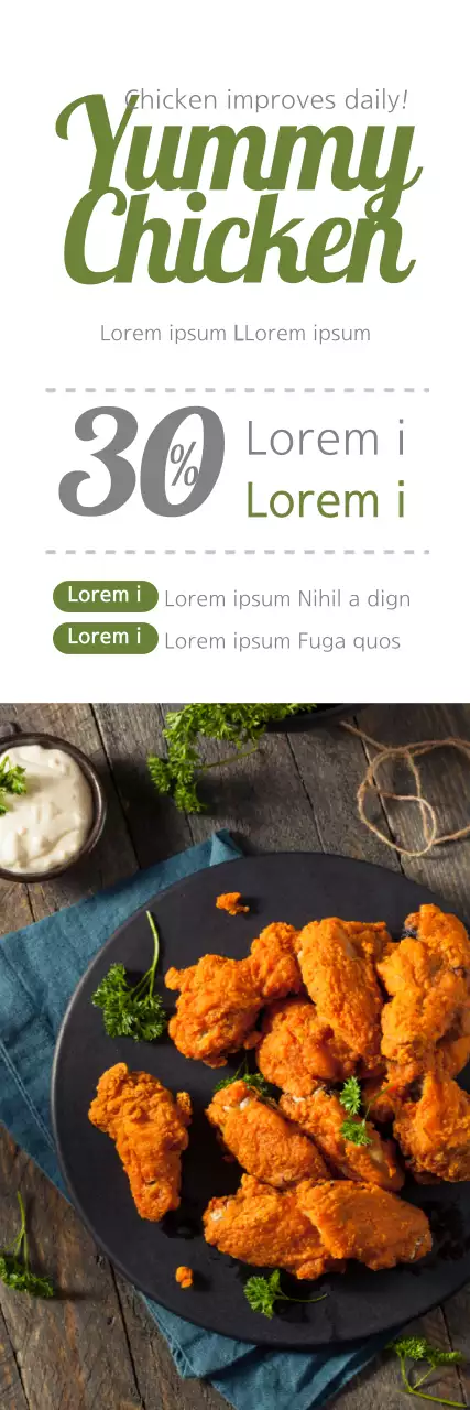 Banner promocional de frango rústico laranja