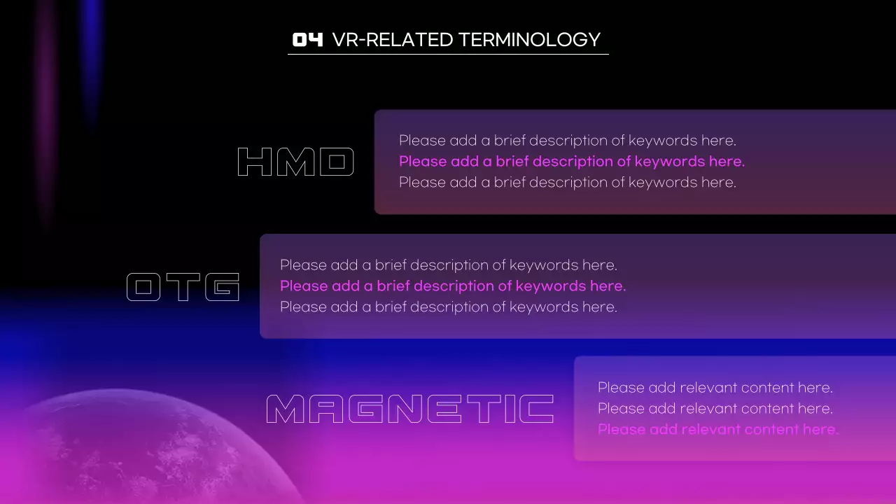 네온 퓨처리스틱 VR 가이드 프레젠테이션