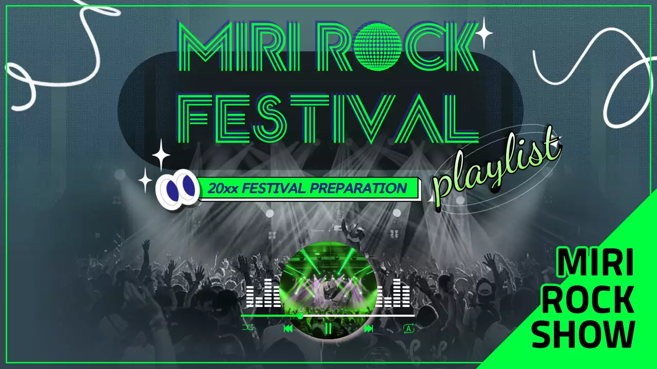 Festival playlists with green text