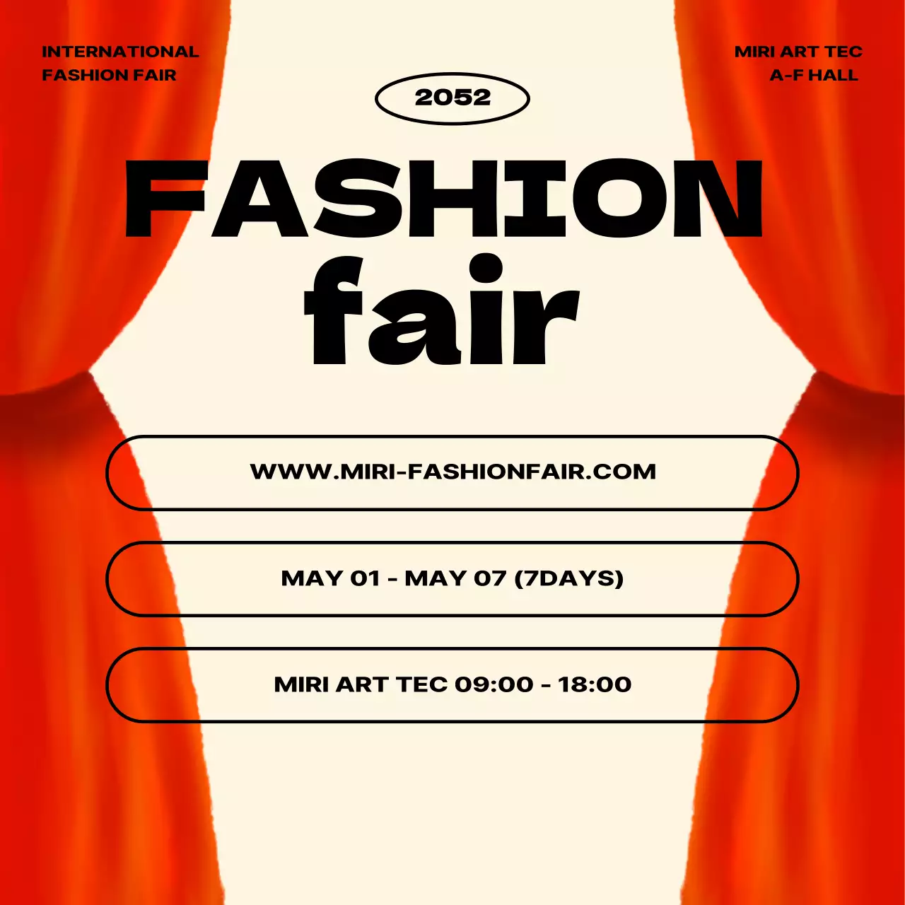 레드 모던 패션 이벤트 소셜 미디어 포스트