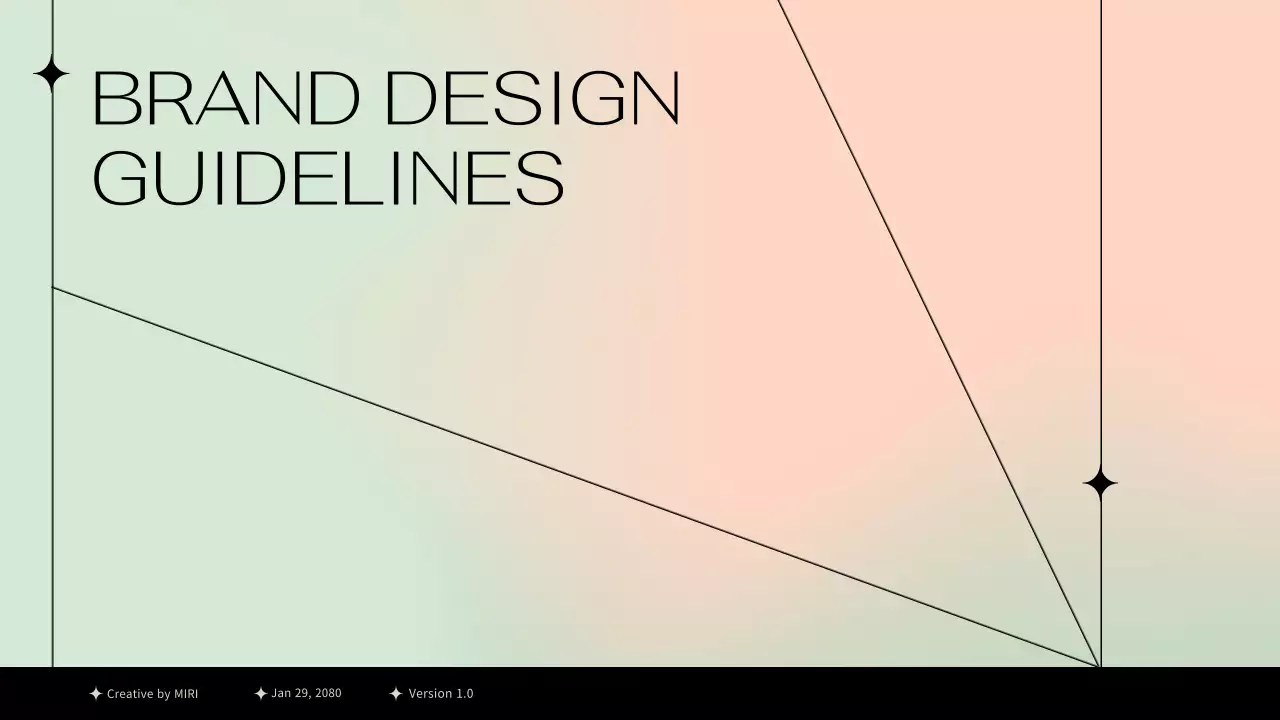Simple brand design guidelines using a black line motif on a pastel background