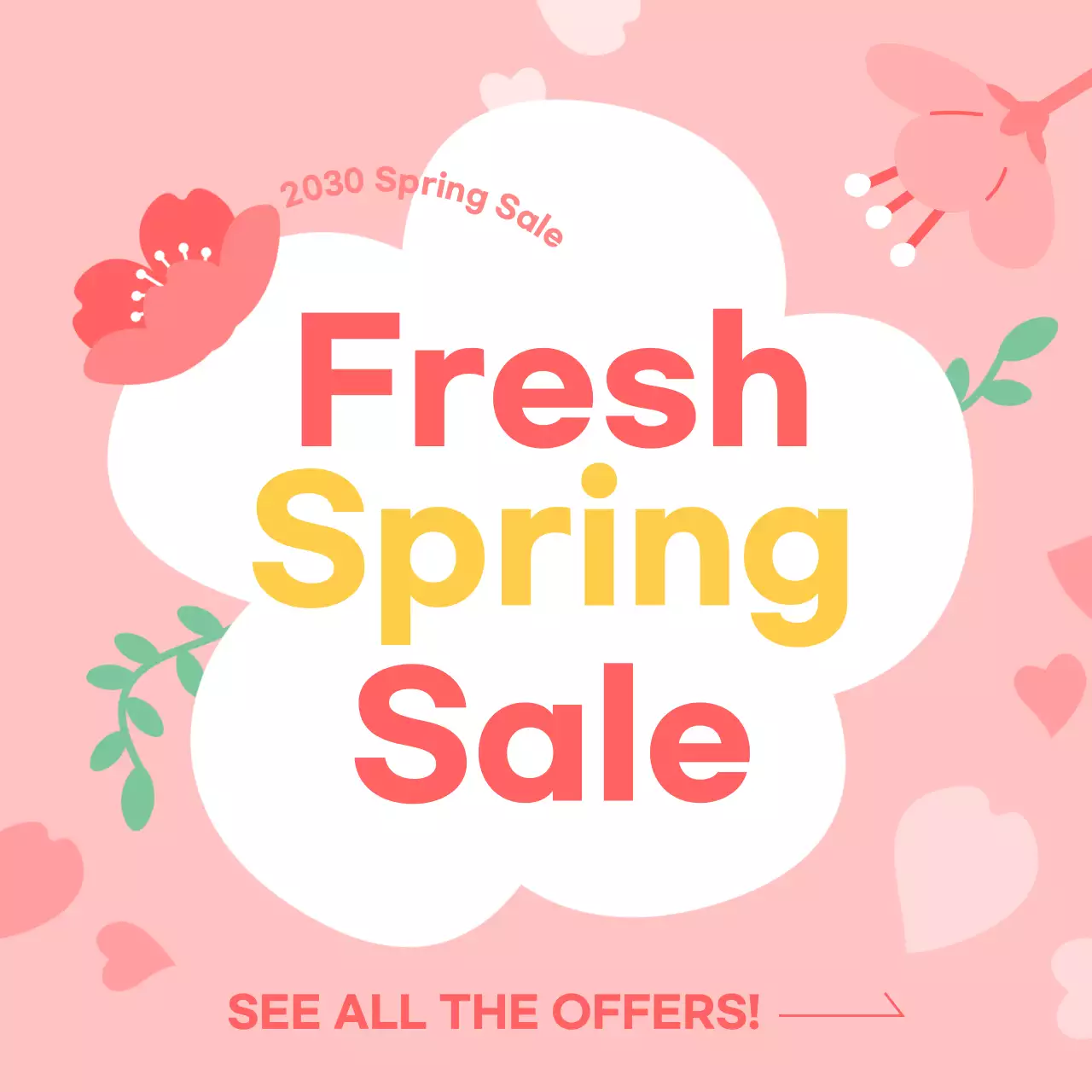Springtime ad with a pink cherry blossom illustration concept