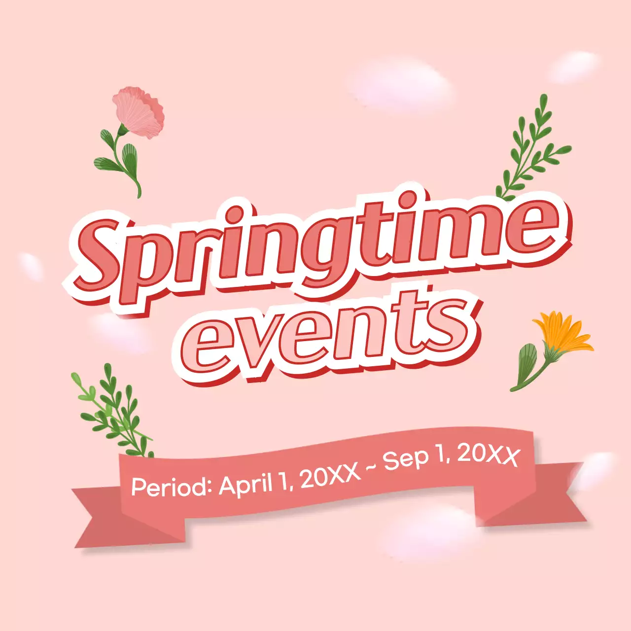 Pink Floral Events Announcement Social Media Post