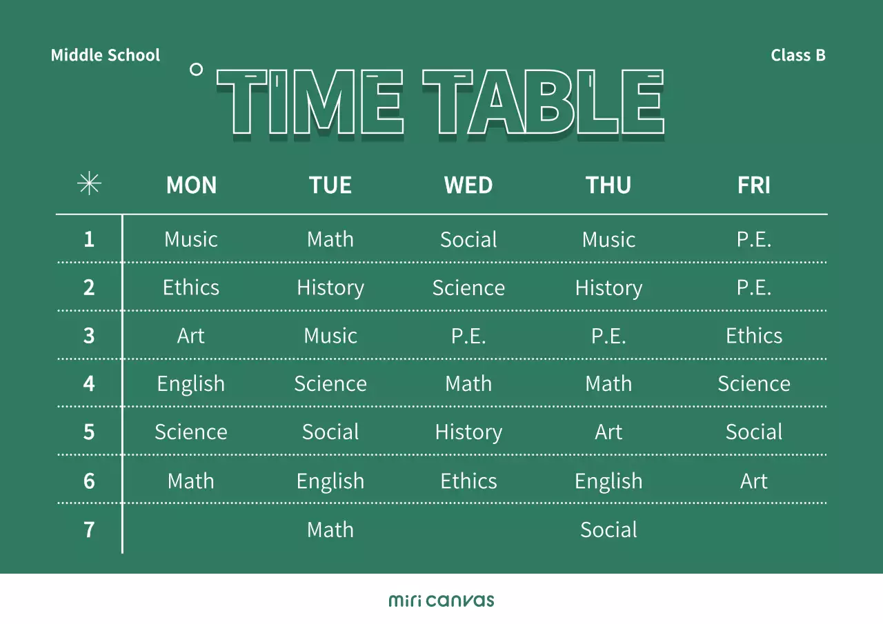 School timetables with a simple concept