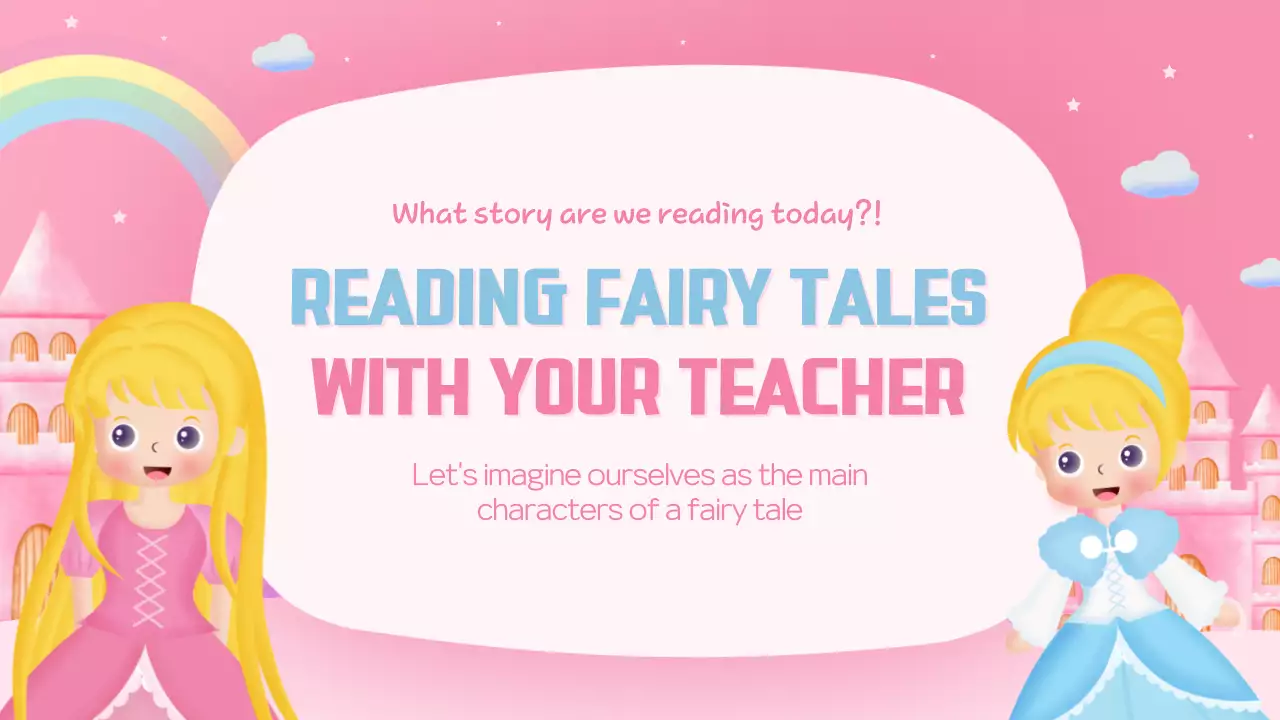 A cute princess in pink and a storytelling lesson