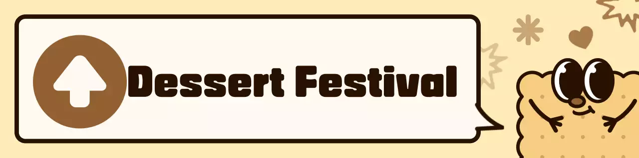 Brown and pink color combination Cute cookie characters and speech bubbles illustration style Directions to a dessert festival