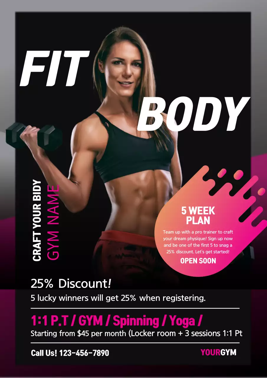 Black Trendy Fitness Promotion Poster
