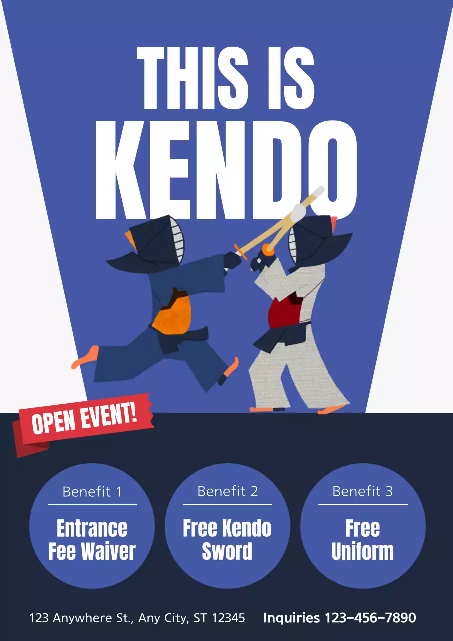 Blue Traditional Kendo Event Promotion Poster