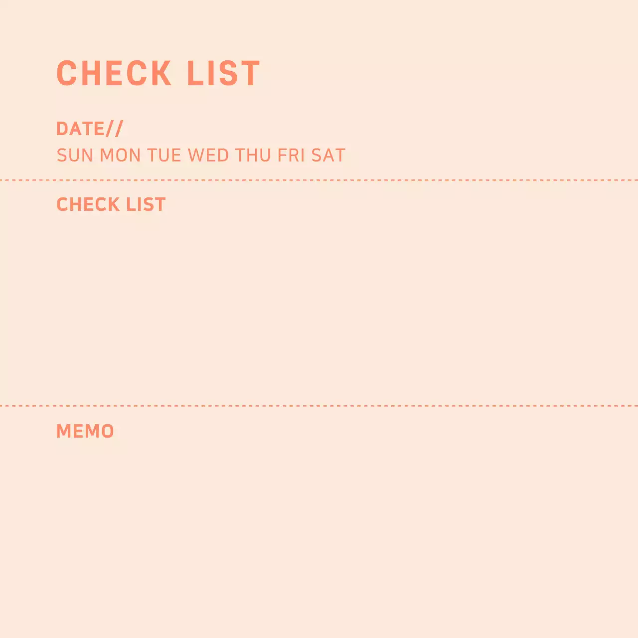 Barang-barang daftar periksa yang sederhana dan bersih dengan warna merah muda koral