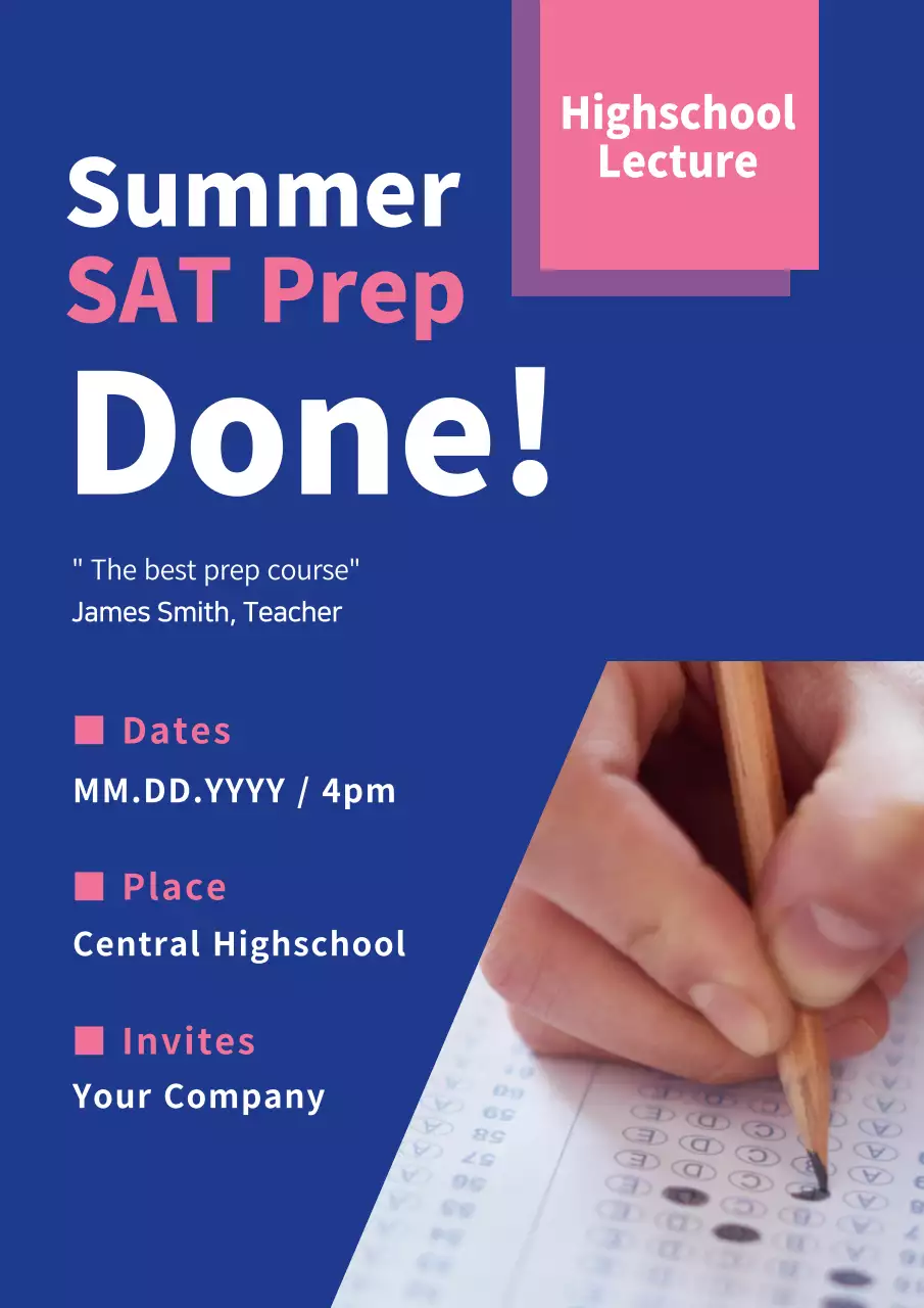 Blue Modern Sat Lecture Invitation Poster