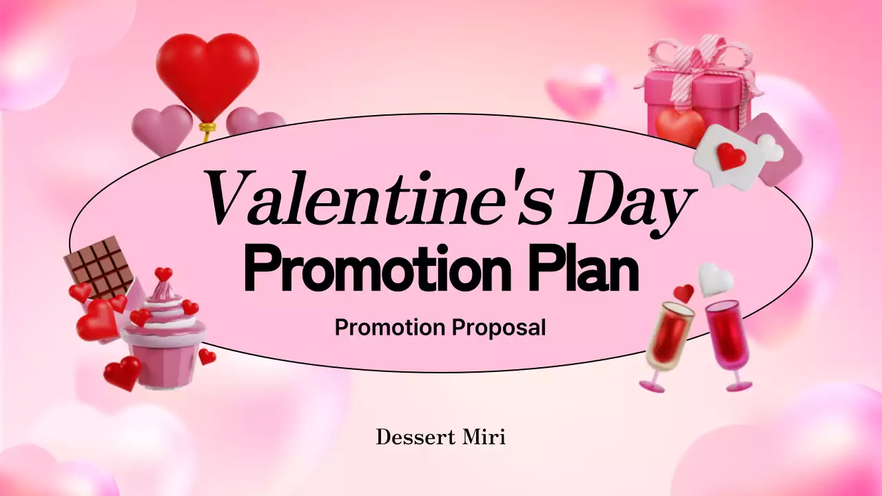 Pink 3D illustration cute Valentine's Day plan