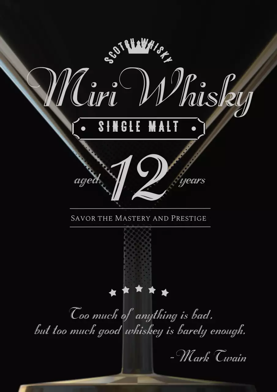 Classic black and white text-emphasized whiskey artwork