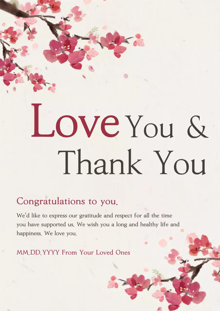 Pink Elegant Gratitude Card Poster