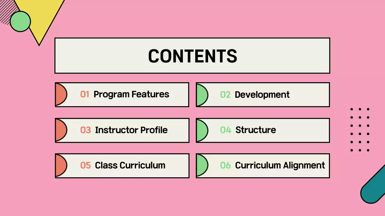 Portfolio of pink afterschool program proposals