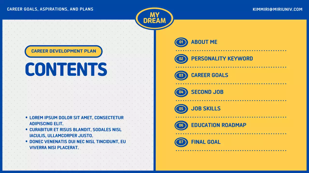 A blue and yellow college career plan